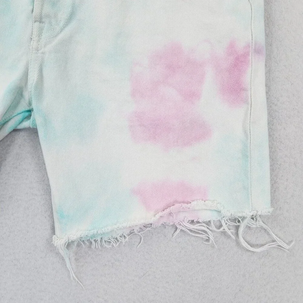 Levis Shorts Mens 30 White Pink Tie Dye 501 '93 Pride Button Fly Denim Cut Off